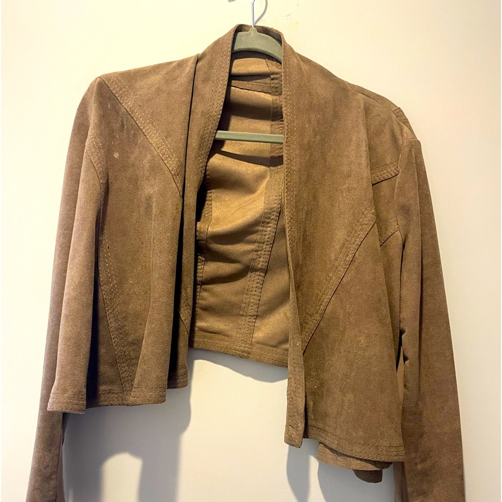 suede crop jacket size xs